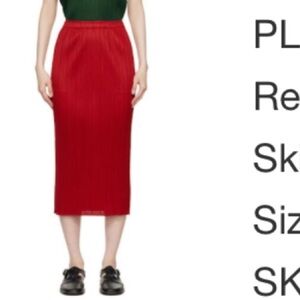 Red Issey Miyake Pleats Please Midi Skirt 2